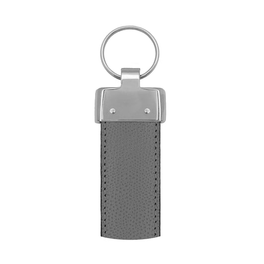 Porte clés 30 mm cuir grainé gris