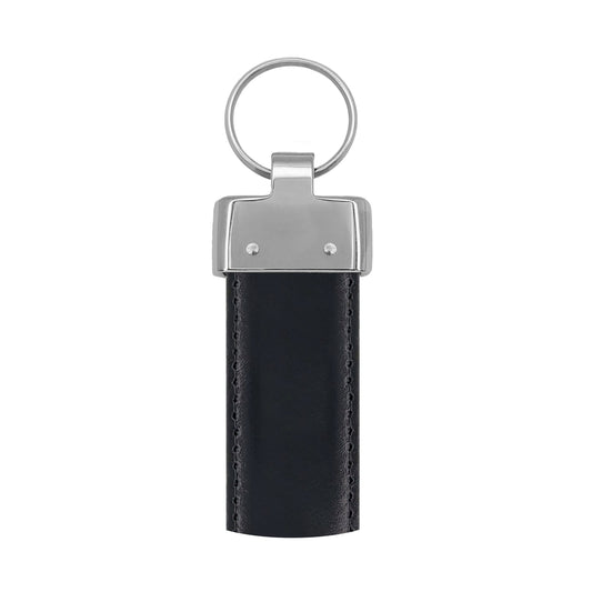 Porte clés 30 mm cuir lisse noir