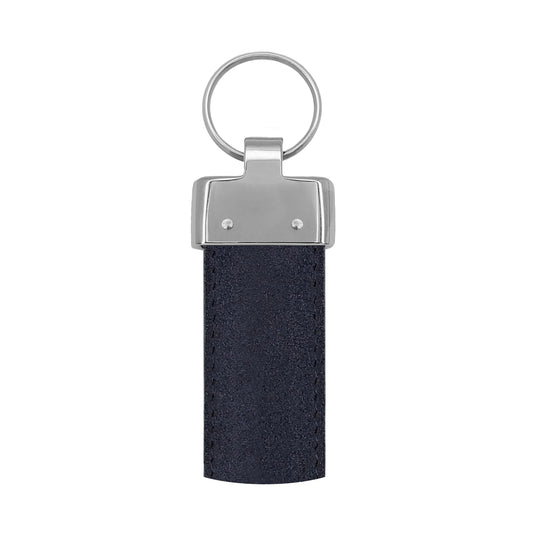 Porte clés 30 mm cuir retourné bleu marine