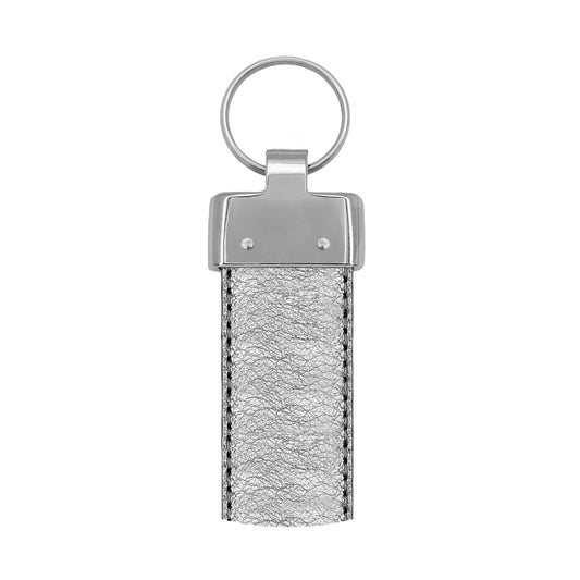 Porte clés 30 mm cuir souple argent