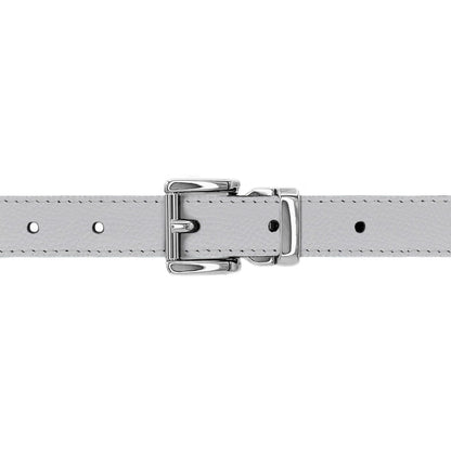 Ceinture 20 mm cuir grainé blanc boucle Paris argent