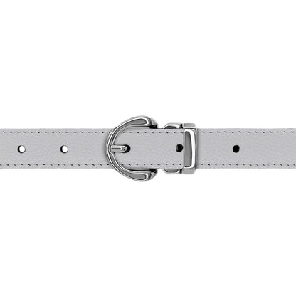 Ceinture enfant 20 mm cuir grainé blanc boucle Roma argent