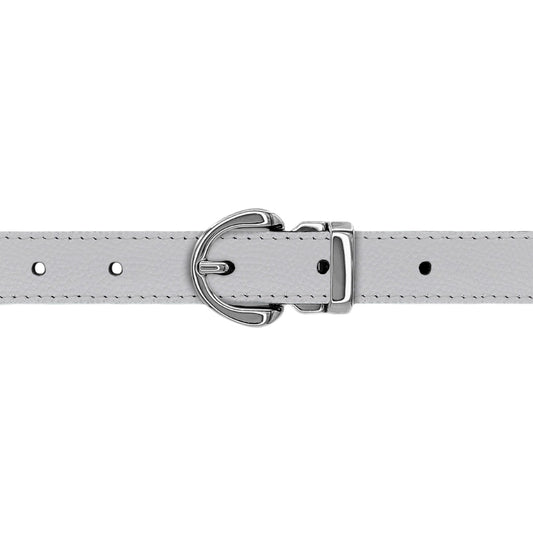 Ceinture enfant 20 mm cuir grainé blanc boucle Roma argent