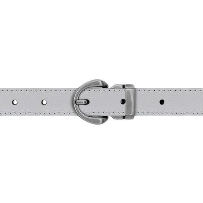 Ceinture enfant 20 mm cuir grainé blanc boucle Roma mate