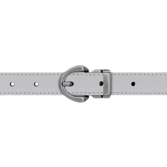 Ceinture enfant 20 mm cuir grainé blanc boucle Roma mate
