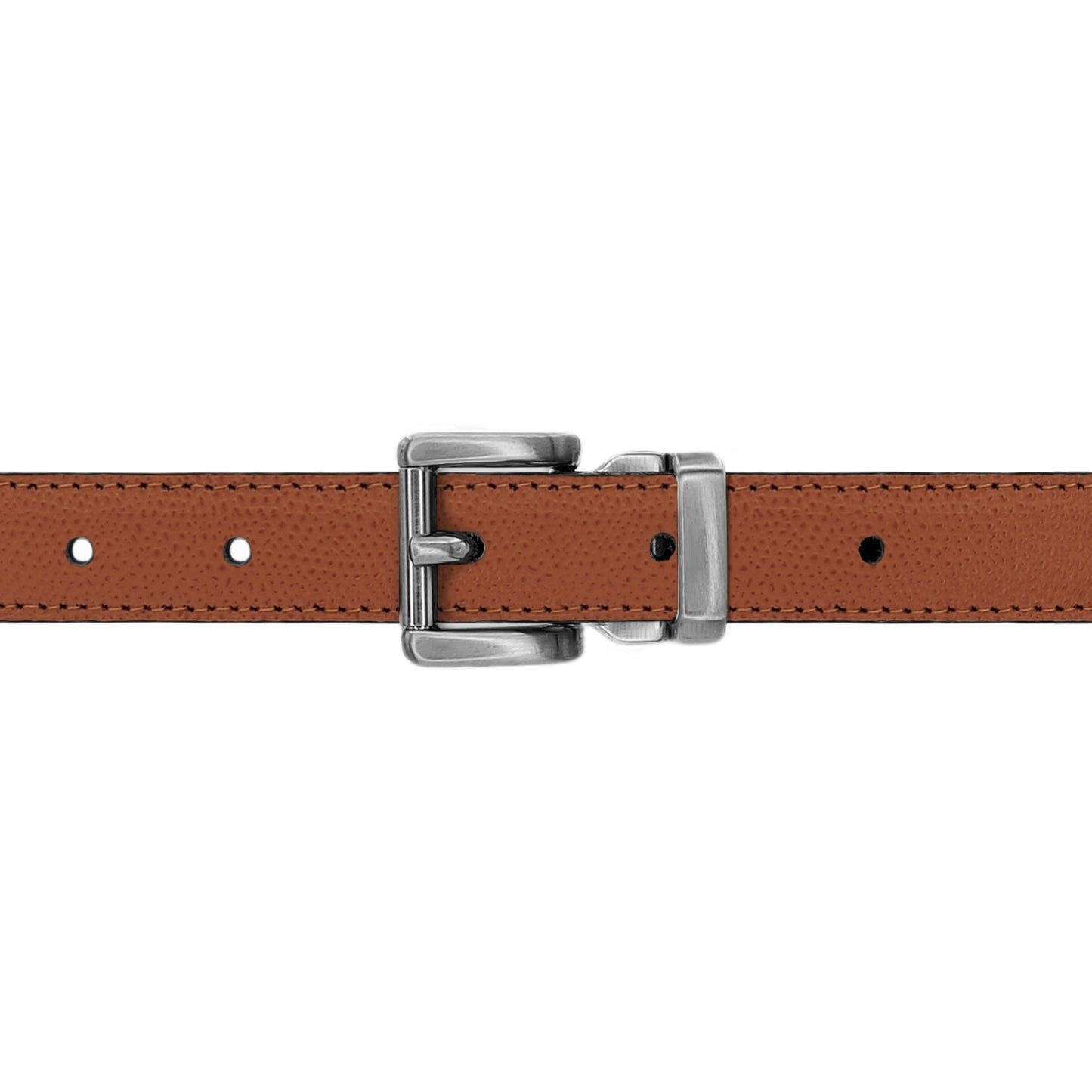Ceinture enfant 20 mm cuir grainé cognac boucle Paris mate