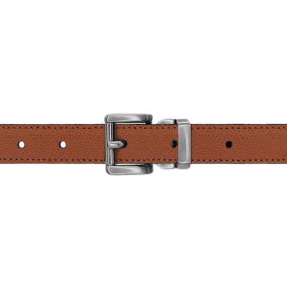 Ceinture enfant 20 mm cuir grainé cognac boucle Paris mate