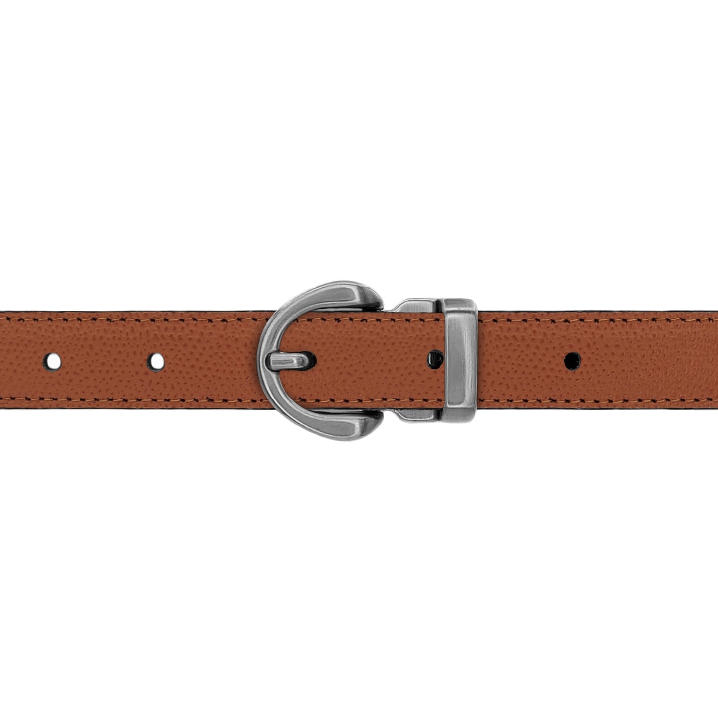 Ceinture 20 mm cuir grainé cognac boucle Roma mate