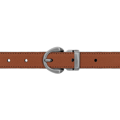 Ceinture 20 mm cuir grainé cognac boucle Roma mate
