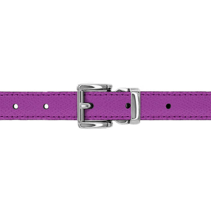 Ceinture enfant 20 mm cuir grainé framboise boucle Paris argent