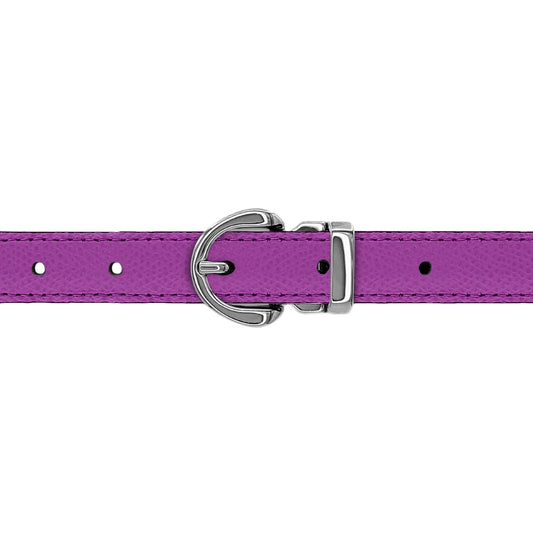 Ceinture 20 mm cuir grainé framboise boucle Roma argent