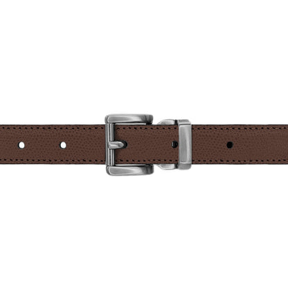 Ceinture 20 mm cuir grainé marron boucle Paris mate