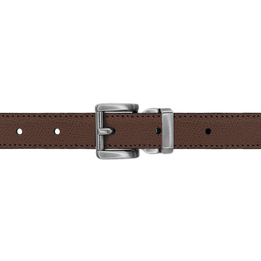 Ceinture 20 mm cuir grainé marron boucle Paris mate