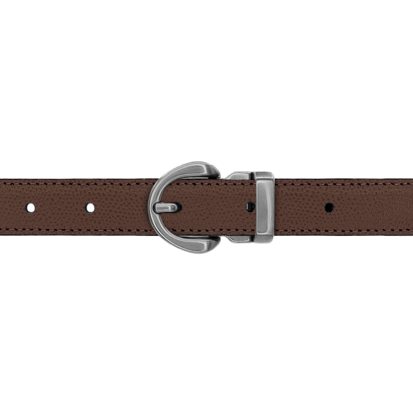 Ceinture 20 mm cuir grainé marron boucle Roma mate