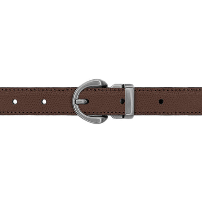 Ceinture 20 mm cuir grainé marron boucle Roma mate