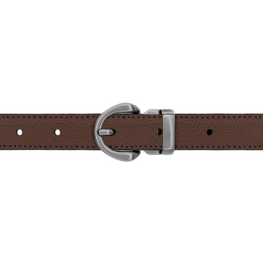 Ceinture 20 mm cuir grainé marron boucle Roma mate