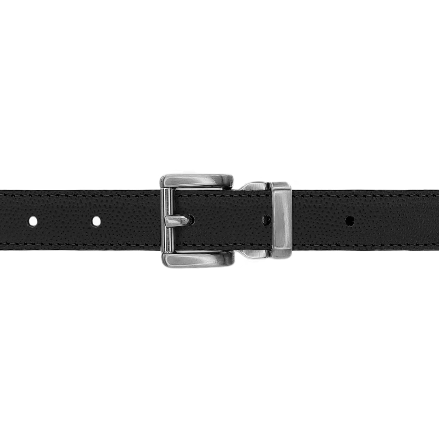 Ceinture 20 mm cuir grainé noir boucle Paris mate