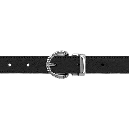 Ceinture 20 mm cuir grainé noir boucle Roma argent