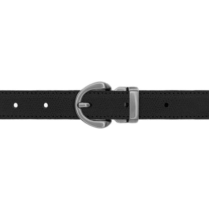Ceinture 20 mm cuir grainé noir boucle Roma mate