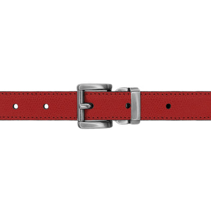 Ceinture 20 mm cuir grainé rouge boucle Paris mate
