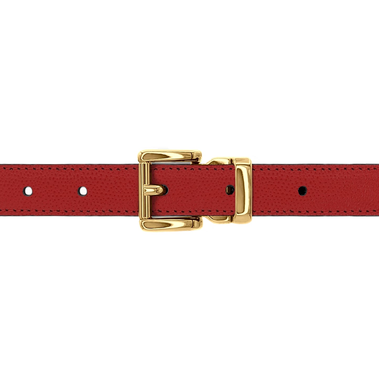 Ceinture enfant 20 mm cuir grainé rouge boucle Paris or