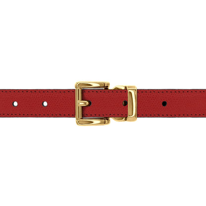 Ceinture enfant 20 mm cuir grainé rouge boucle Paris or
