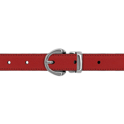 Ceinture 20 mm cuir grainé rouge boucle Roma argent