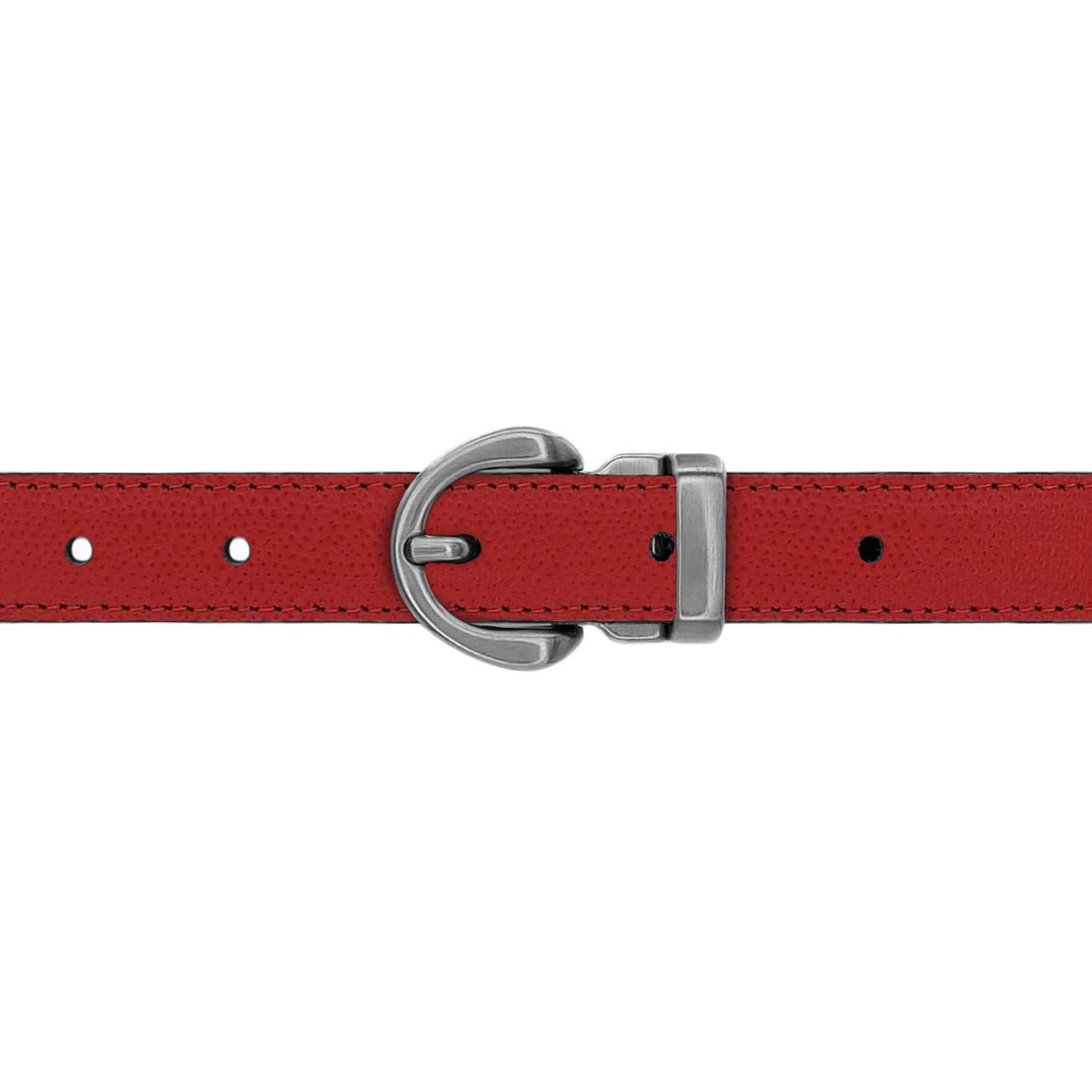 Ceinture 20 mm cuir grainé rouge boucle Roma mate