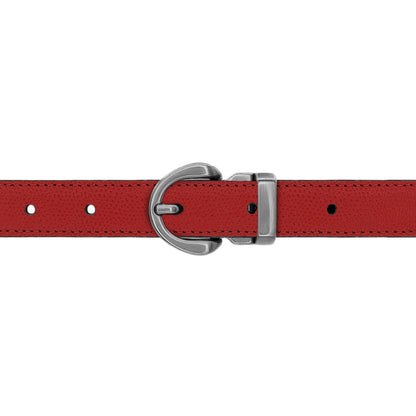 Ceinture 20 mm cuir grainé rouge boucle Roma mate