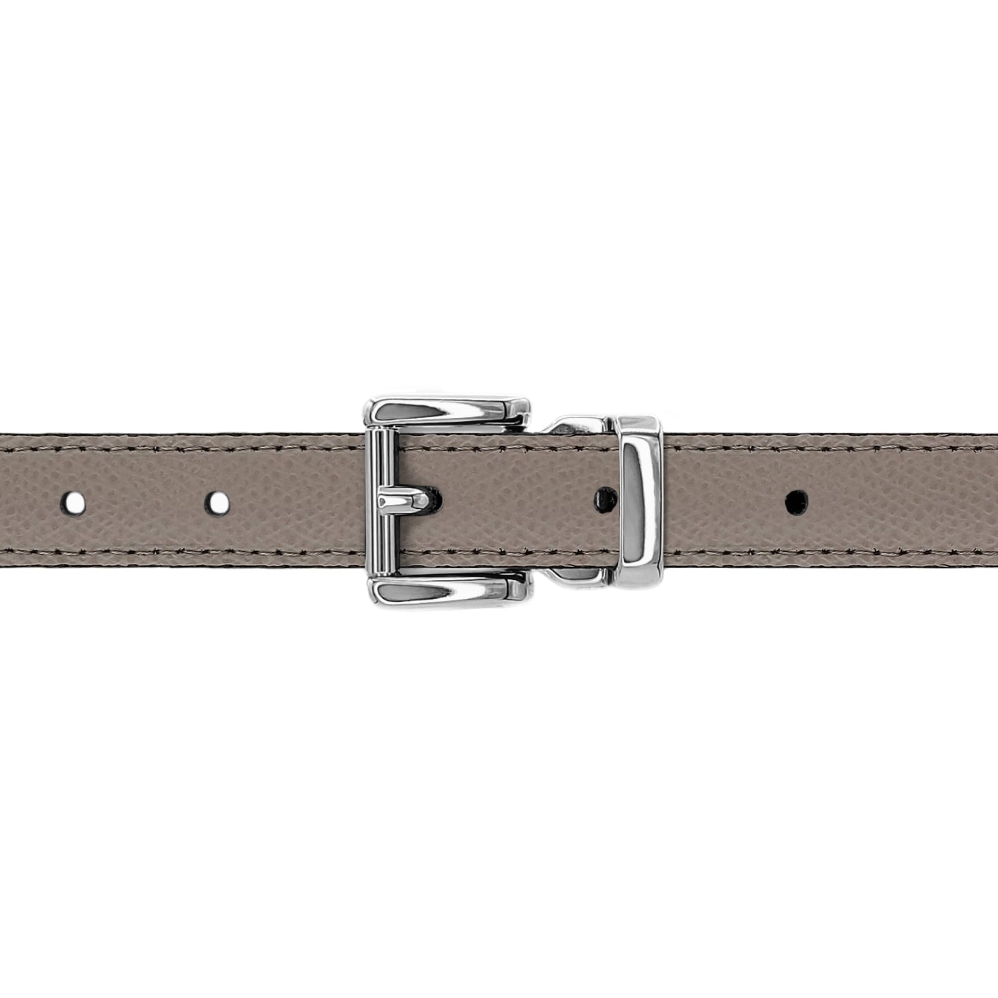 Ceinture 20 mm cuir grainé taupe boucle Paris argent