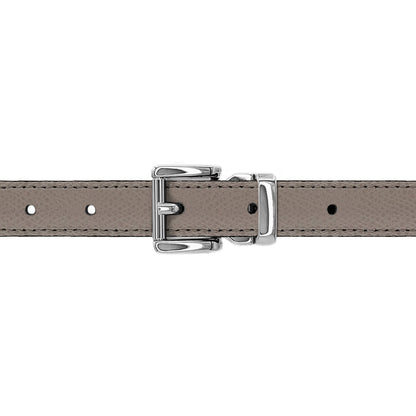 Ceinture 20 mm cuir grainé taupe boucle Paris argent