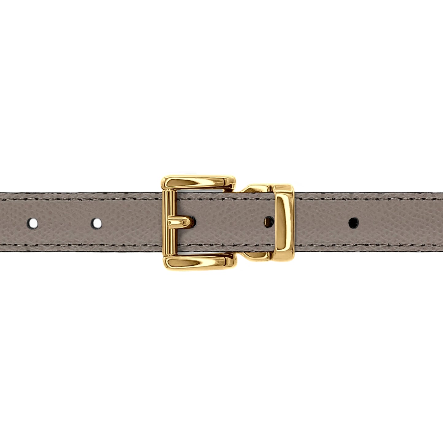 Ceinture 20 mm cuir grainé taupe boucle Paris or