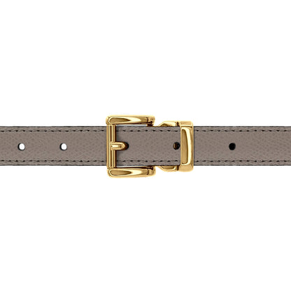 Ceinture 20 mm cuir grainé taupe boucle Paris or