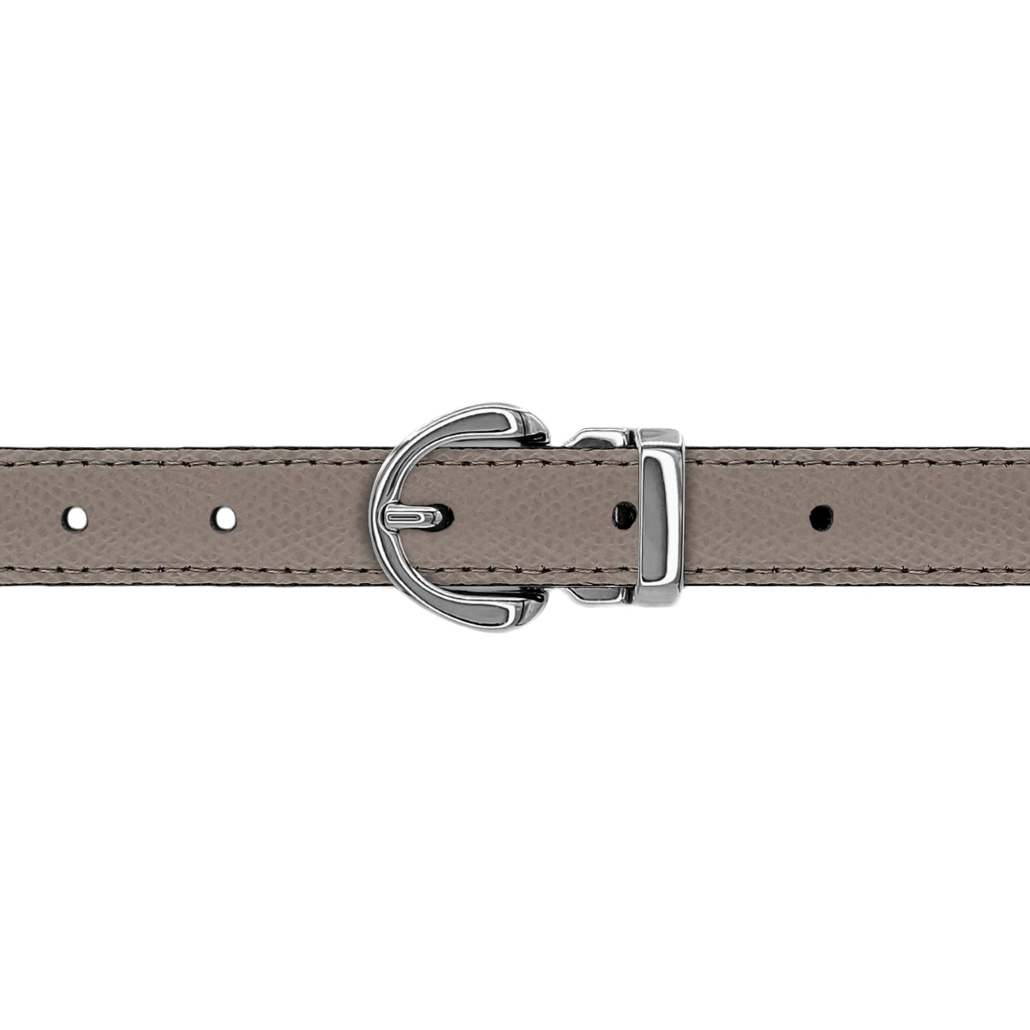 Ceinture 20 mm cuir grainé taupe boucle Roma argent