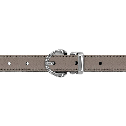 Ceinture 20 mm cuir grainé taupe boucle Roma argent