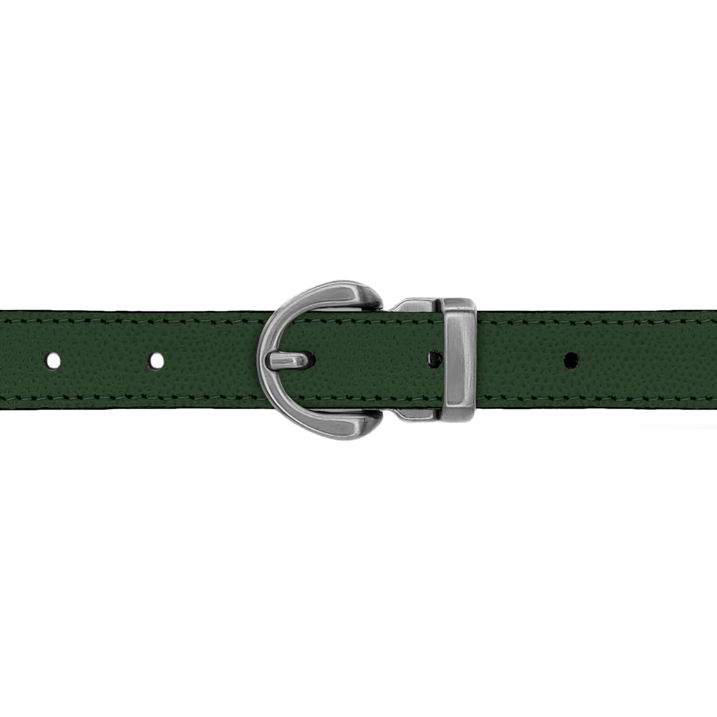 Ceinture enfant 20 mm cuir grainé vert bouteille boucle Roma mate
