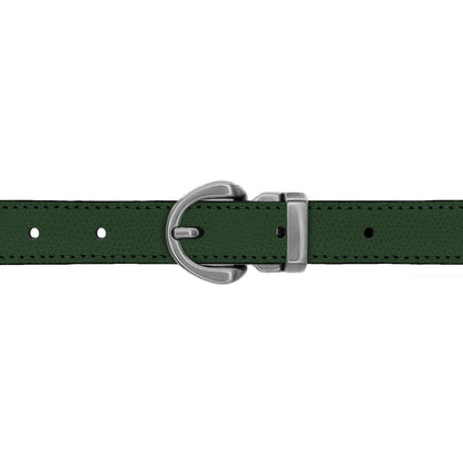 Ceinture enfant 20 mm cuir grainé vert bouteille boucle Roma mate