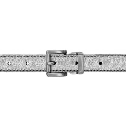 Ceinture enfant 20 mm cuir souple argent boucle Paris mate