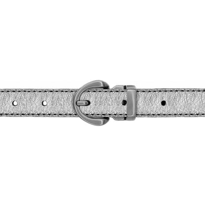 Ceinture enfant 20 mm cuir souple argent boucle Roma mate