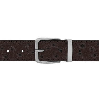 Ceinture 30 mm cuir façon autruche marron boucle Côme mate