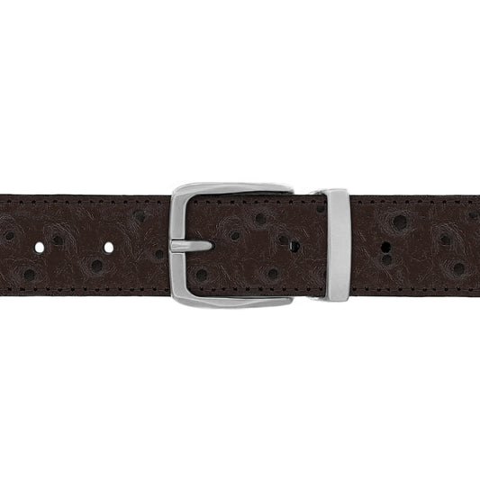 Ceinture 30 mm cuir façon autruche marron boucle Côme mate