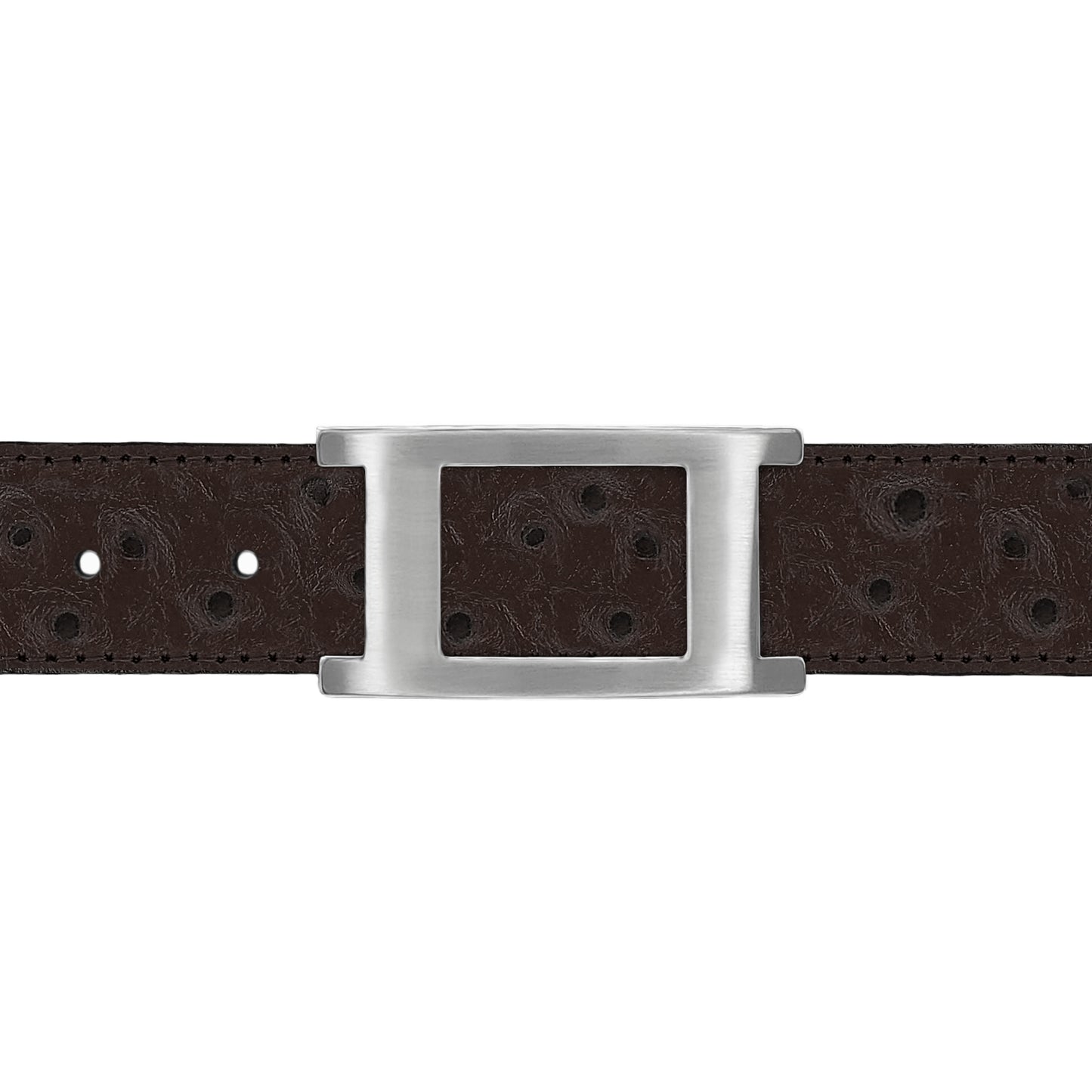 Ceinture 30 mm cuir façon autruche marron boucle Portofino mate