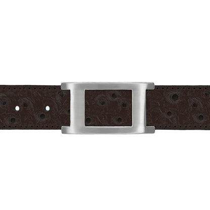 Ceinture 30 mm cuir façon autruche marron boucle Portofino mate