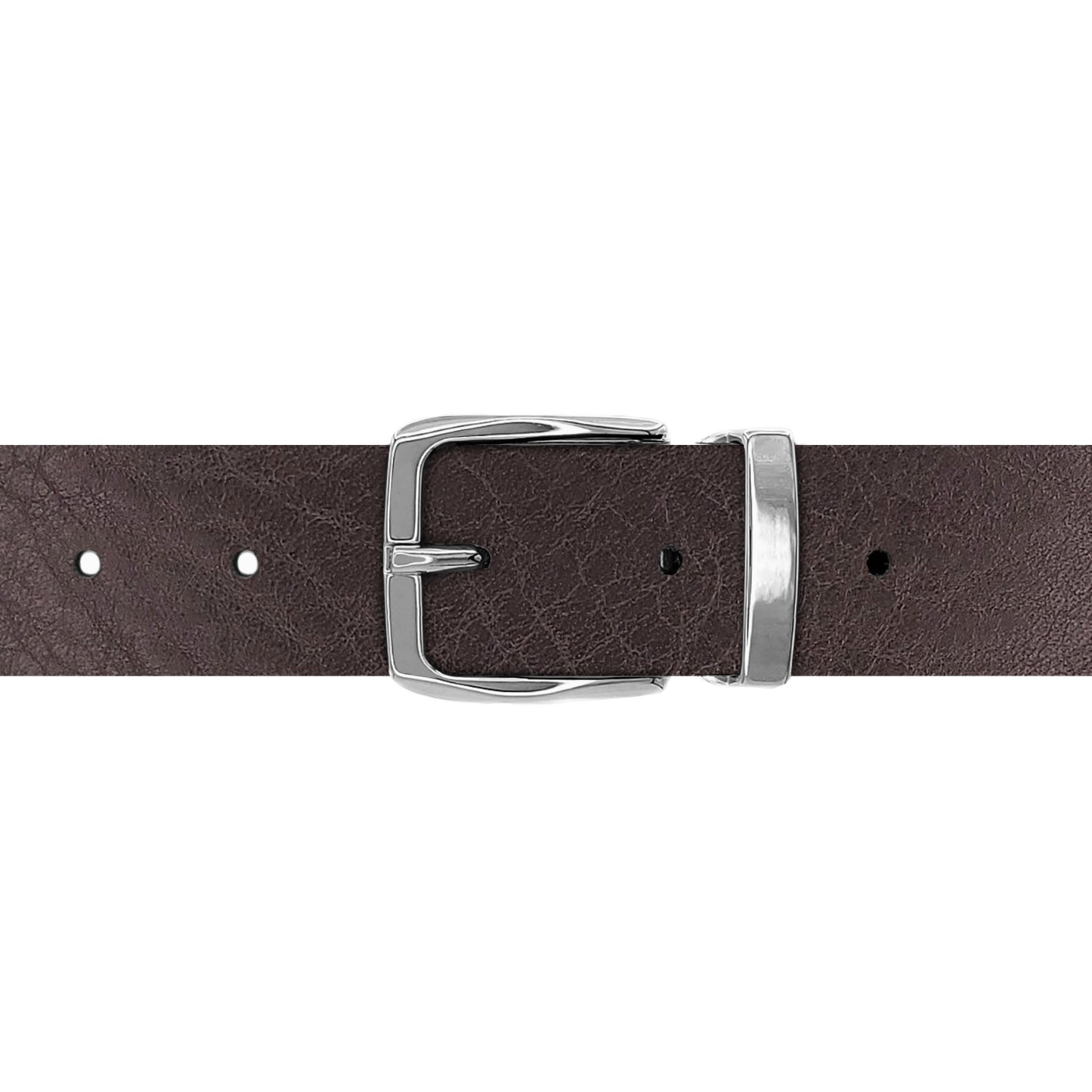 Ceinture 30 mm cuir ceinturon marron boucle Côme argent