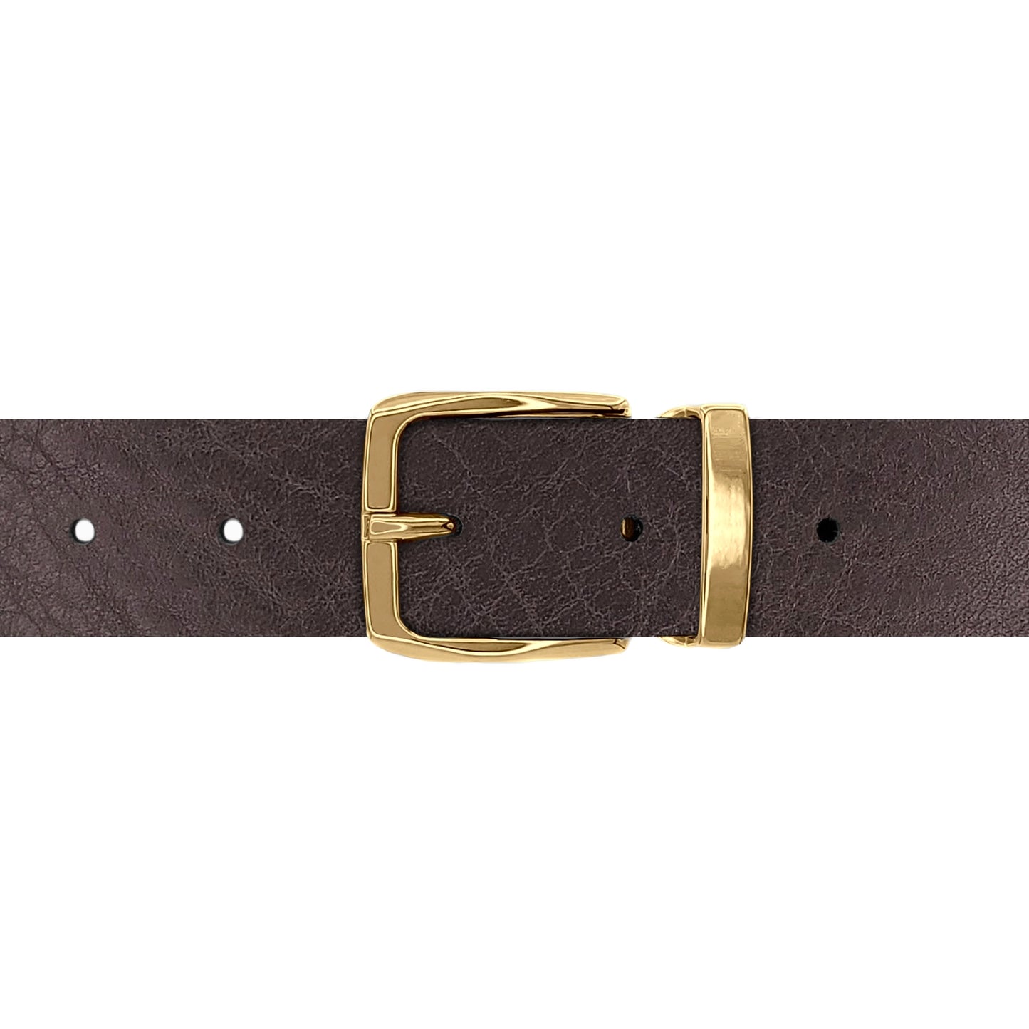 Ceinture 30 mm cuir ceinturon marron boucle Côme or