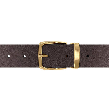 Ceinture 30 mm cuir ceinturon marron boucle Côme or
