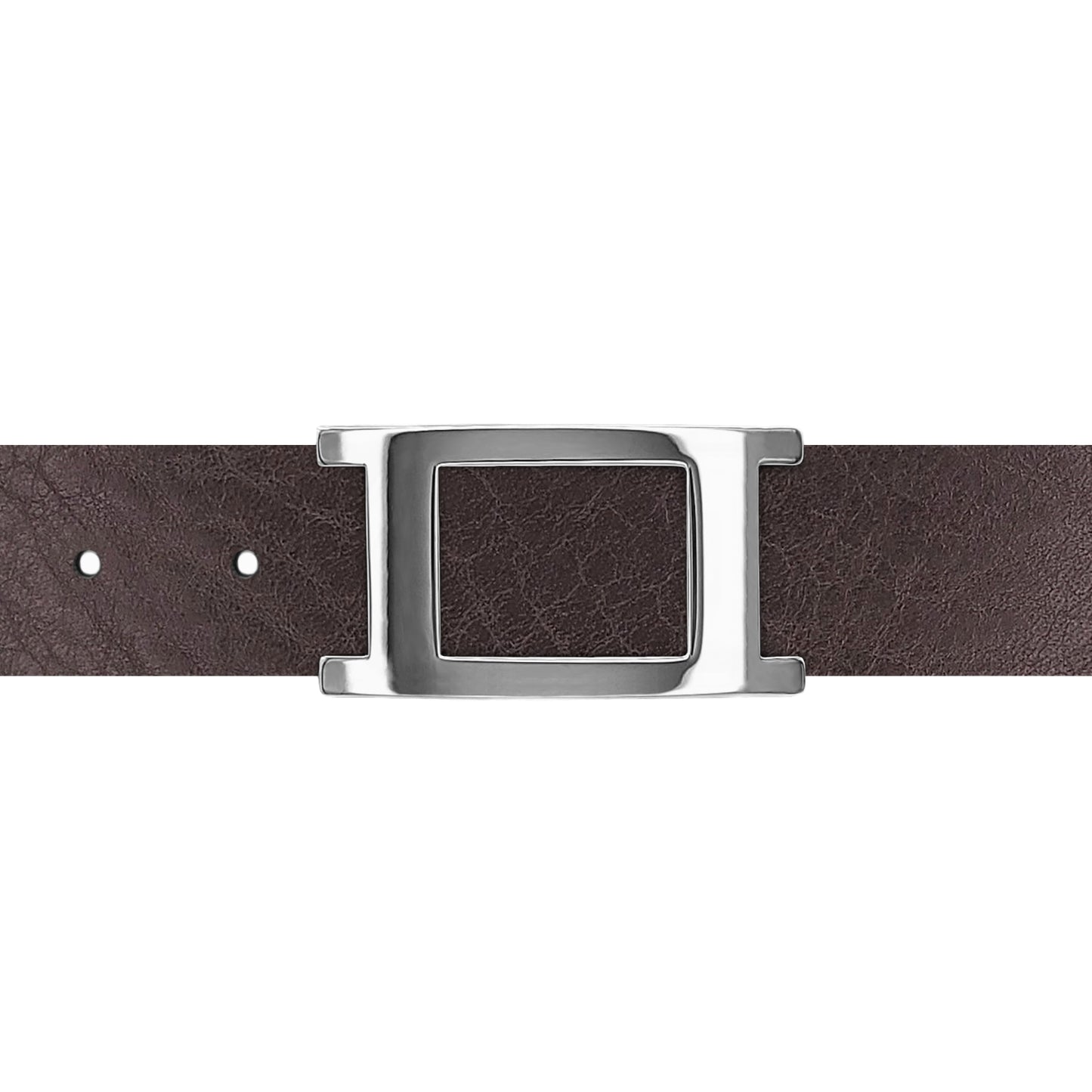 Ceinture 30 mm cuir ceinturon marron boucle Portofino argent