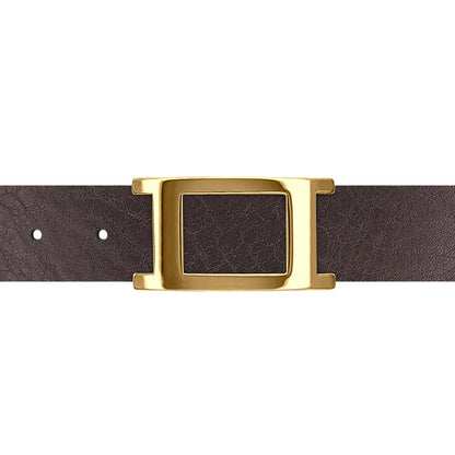 Ceinture 30 mm cuir ceinturon marron boucle Portofino or