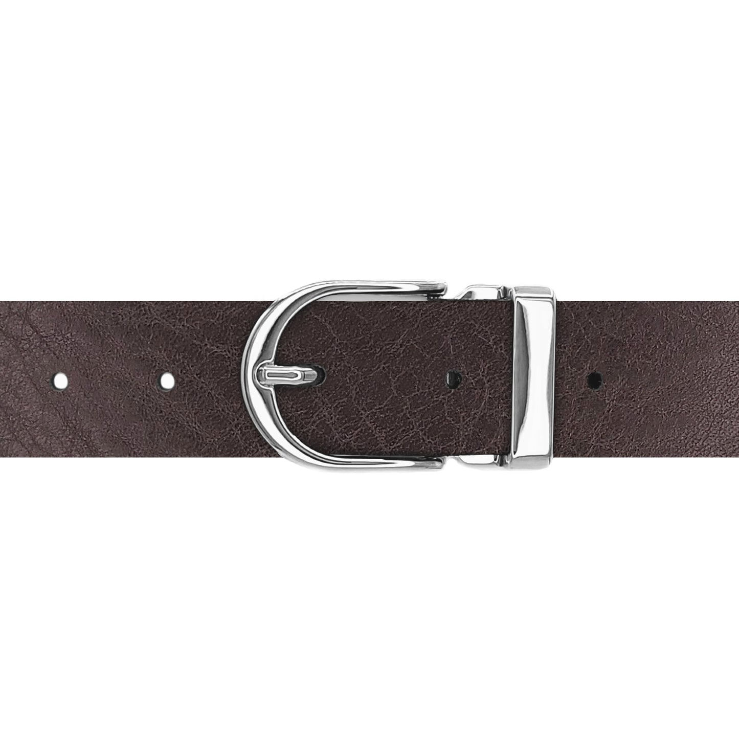 Ceinture 30 mm cuir ceinturon marron boucle Roma argent