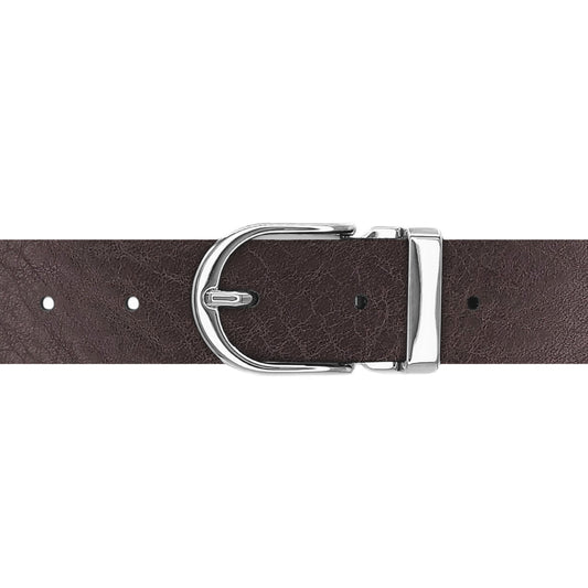 Ceinture 30 mm cuir ceinturon marron boucle Roma argent